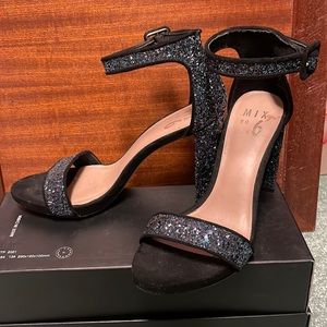 Navy blue glitter heels